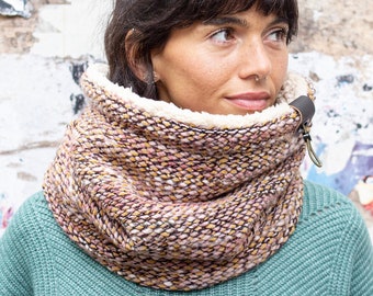 Knit Wool Cowl, Upcycled, Womens Hooded Cowl, Gift for her
