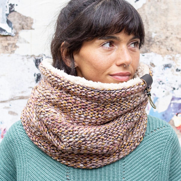 Knit Wool Cowl, Upcycled, Womens Hooded Cowl, Gift for her