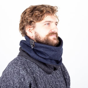 Midnight Blue Tweed Wool Neck Warmer, Gift for Men, Cowl for men, Gift Him