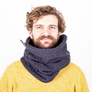 XL Cowl Scarf, Gift for Him, Soft and Warm Scarf in Indigo Melange image 5