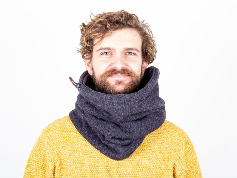 XL Cowl Scarf, Gift for Him, Soft and Warm Scarf in Indigo Melange image 5