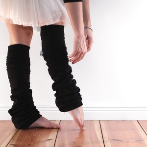 Black Cotton Leg Warmers, Yoga Leg Warmers, Cotton Slouchy Leg Warmers, Long Boot Socks