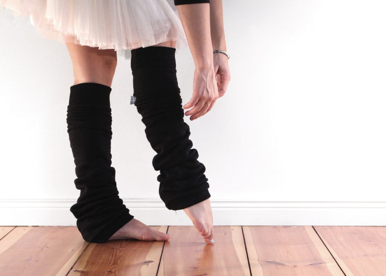 Cotton black leg warmers for lounging or activities very Etsy