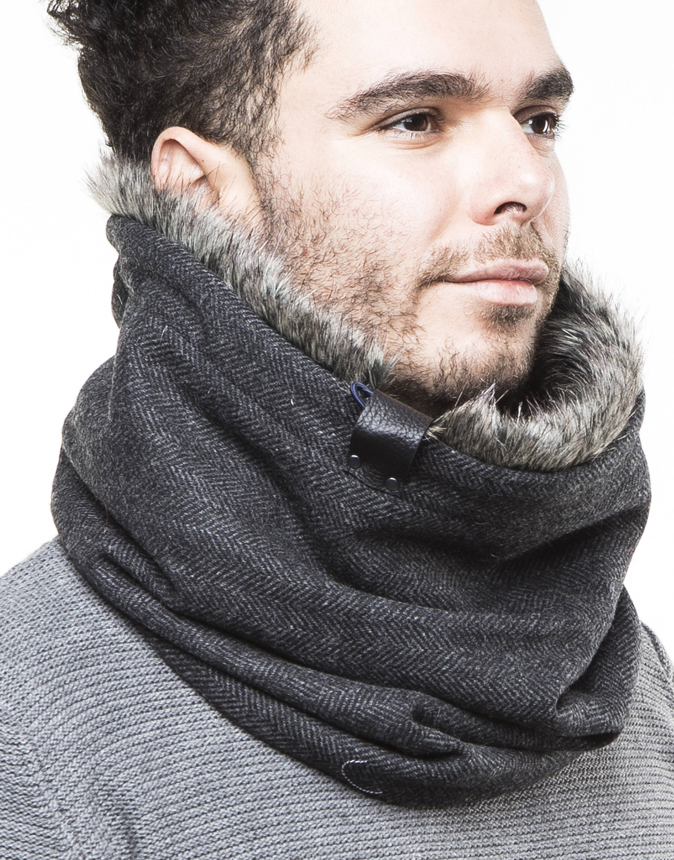 Fur neck warmer, mens gift, gift boyfriend, wool scarf, men's fur scarf