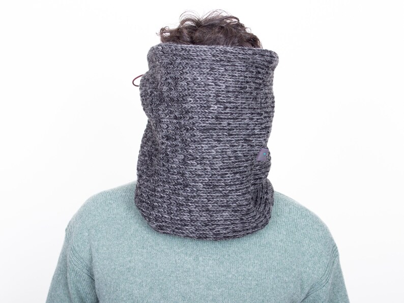 Gift for Men, Gift Ideas Dad/Brother, Dark Grey Knit Cowl, Chunky Knit Neckwarmer, image 2