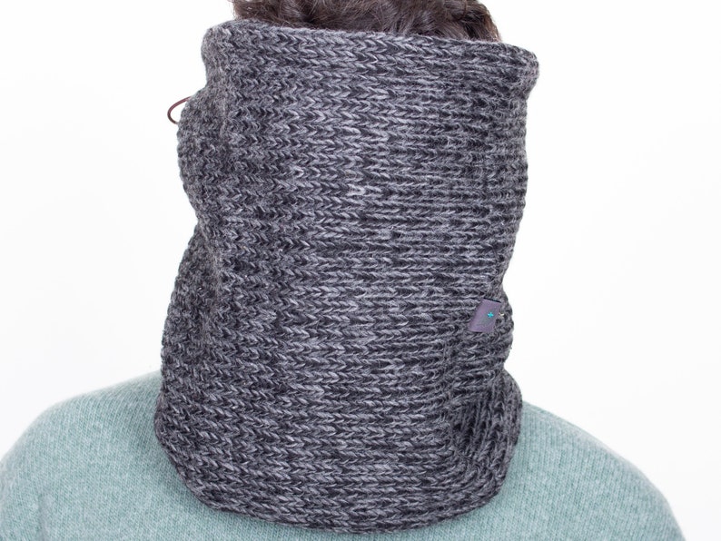 Gift for Men, Gift Ideas Dad/Brother, Dark Grey Knit Cowl, Chunky Knit Neckwarmer, image 7