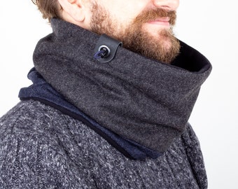 Mens Scarf or Cowl Scarf, Tweed Neck Warmer, Gift Him, Gift for Men