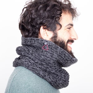 Gift for Men, Gift Ideas Dad/Brother, Dark Grey Knit Cowl, Chunky Knit Neckwarmer, image 3