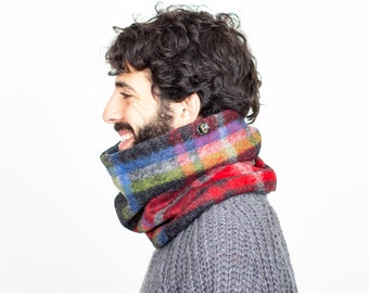 Vibrant Wool Cowl, Mens Scarf, Gift for Him, Gift Idea Men