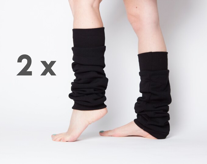 2 pairs of high quality cotton black leg warmers
