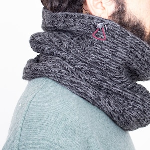 Gift for Men, Gift Ideas Dad/Brother, Dark Grey Knit Cowl, Chunky Knit Neckwarmer, image 1