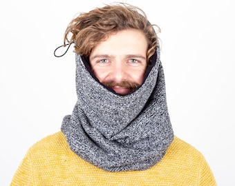 Gift for Him Warm Scarf, Hooded Cowl, Mens Wool Accessories, Best Gift Him