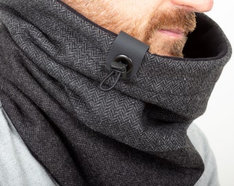 Mens warm scarf, gift men, mens wool winter scarf lined with cotton