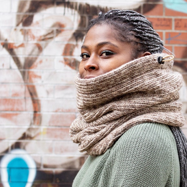 Unendlicher Schal, dicke Wolle stricken Cowl, Camel stricken Unendlicher Schal, Geschenk für Frau, Geschenk für Mama