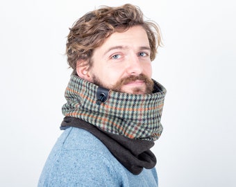 Mens Tweed Cowl, Gift for Men,  Eco Scarf, Great Gift for Him