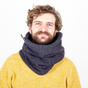XL Cowl Scarf, Gift for Him, Soft and Warm Scarf in Indigo Melange image 2