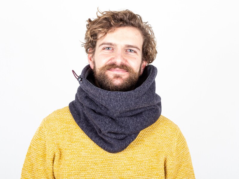 XL Cowl Scarf, Gift for Him, Soft and Warm Scarf in Indigo Melange image 2