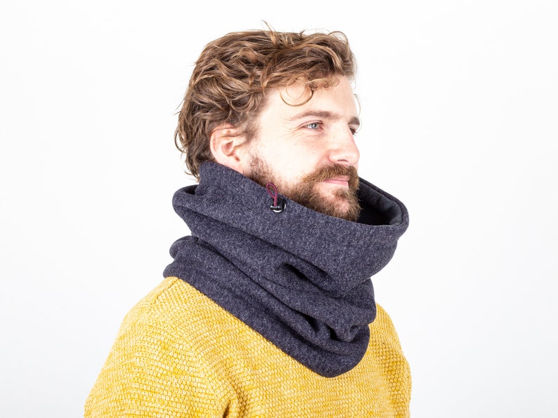 XL Cowl Scarf, Gift for Him, Soft and Warm Scarf in Indigo Melange image 4