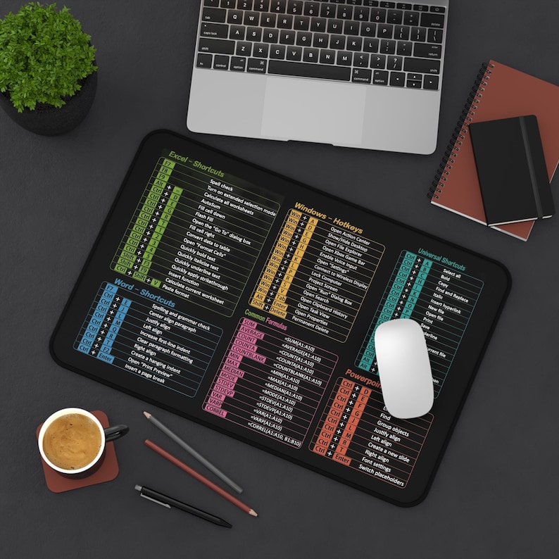 Computer Keyboard Shortcuts Desk Mat, Windows, Excel, Word & PowerPoint Reference image 4