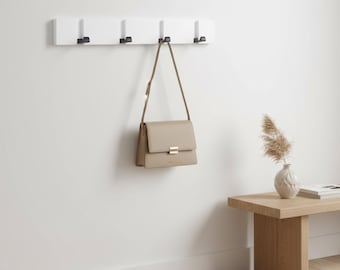 Piano Key Coat Rack –White Modern Wall Mounted Hook Organizer | Foldable Wall Hanger