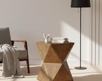 Mesa lateral geométrica moderna – Mesa de destaque minimalista para decoração de sala de estar e quarto.