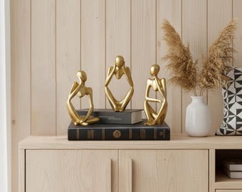 Handpainted Abstract Thinker Sculpture – Modern Figurine