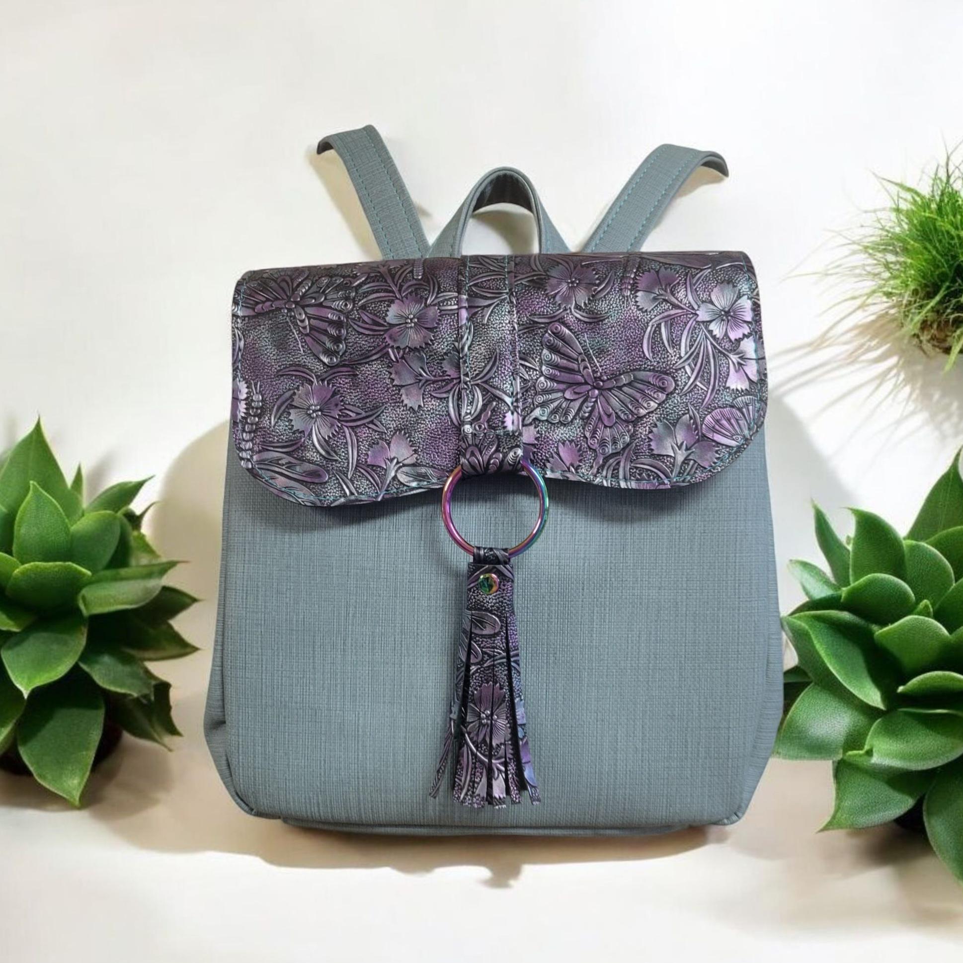 Women\'s Teal Floral-Embossed Backpack Sling Bag Llbean teal floral backpack L.L. Bean | Mercari main image 2