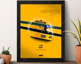 Ayrton Senna Helmet Poster - F1 Legend Wall Art