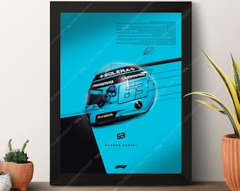 George Russell Helmet Poster - F1 Driver Wall Art