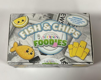 Softlings foodies fish & chips plush toy set kawaii cute gift UK