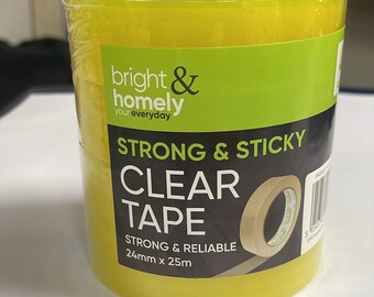 Strong & Sticky Clear Tape 24mm x 25m Home Office Stationery 4 Pack UK