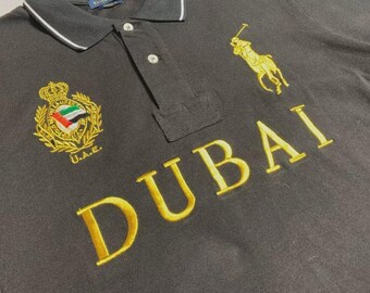 Polo Ralph Lauren DUBAI ポロシャツ 黒 2 Dubai Polo Ralph Lauren Big Pony Gold Crest Embroidery Size L | eBay