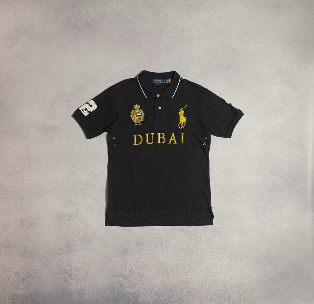 Polo Ralph Lauren 黒 ポロシャツ Dubai Polo Ralph Lauren Dubai #2 Polo Shirt Black Chief Keef - Etsy