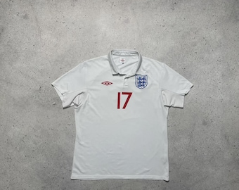 Vintage Y2K 2000s White and Red Umbro Polo Shirt / England Polo