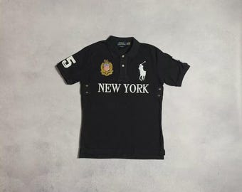 Polo Ralph Lauren ブラックポロシャツ NEW YORK 5 Classic Fit New York Mesh Polo Shirt