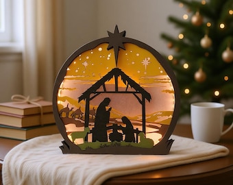 Crèche De Noël - Décoration De Table En Résine - Statue De Crèche De La Sainte Famille - Figurines