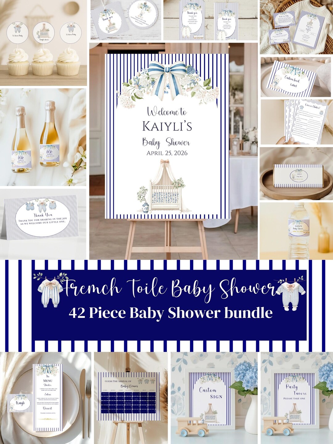 Kit Complet De Panneaux & Blocs Pour Baby Shower - 52 Blocs En Bois + 24 Marqueurs - Idée Souvenir Interactive Pour Révélation Genre & 100 Jours - 6