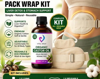 Organic Castor Oil Kit, Leakproof Waist Belt & Neck Pad for Relaxation