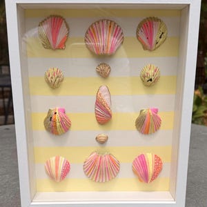 Custom Hand Painted Shell Artwork: Pinks, Yellow, and Corals “Summer Sunsets”