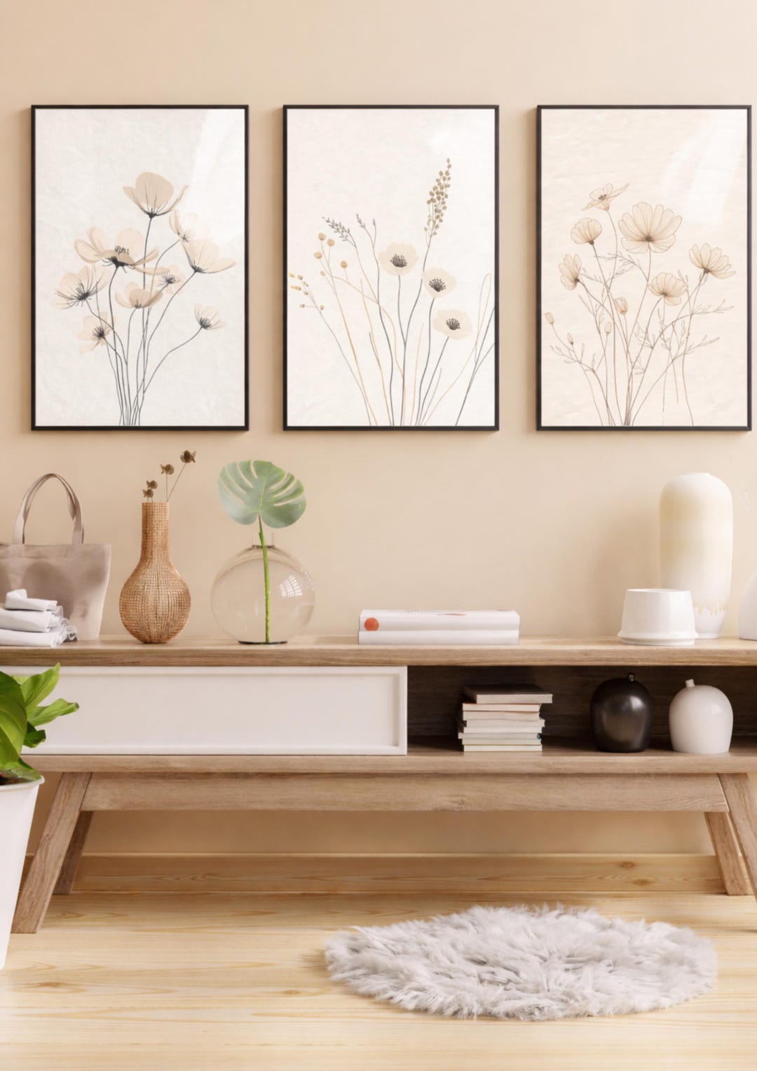 Botanical Prints Set | Minimalist Floral Line Art (digital Download) - Etsy