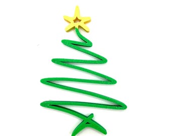 Adorno de hoja perenne en zigzag: diseñado con una silueta caprichosa y terminado con una estrella alegre en la parte superior.