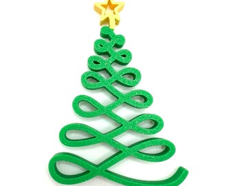 Adorno para árbol de hoja perenne en forma de bucle: presenta un diseño de bucle fluido y una estrella en la parte superior.