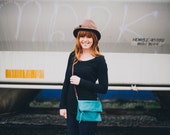 jade green leather crossbody bag // dark turquoise foldover clutch by rouge and whimsy
