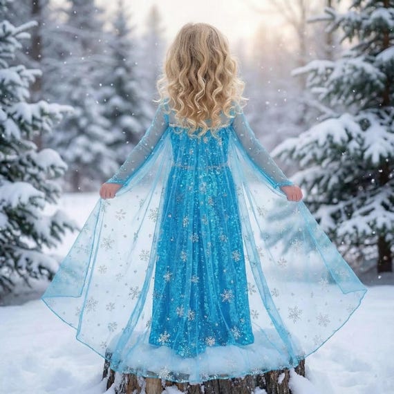 elsa winter dress Snow Queen Dress, Frozen Inspired Cosplay Dress, Elsa Birthday , Snowflake Outfit, Princess Costume, Girls Clothing Size:Pre-order L Includes Elsa HS26 Pink Sunnypetal White Lace Bohemian