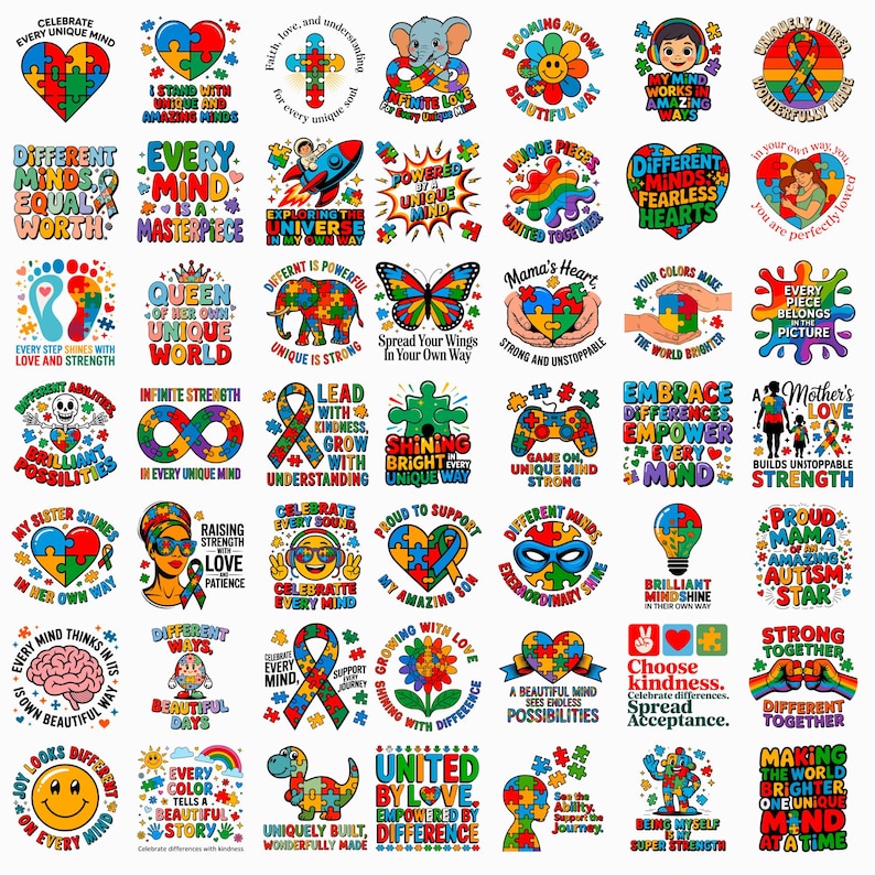 Autism Awareness PNG Bundle | Puzzle Ribbon, Mama & Superhero Designs ...