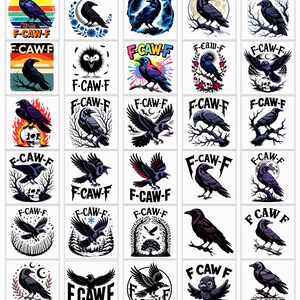 カラスのSVG & PNGバンドル | ゴシック様式の鳥のシルエット | F-Cawデザイン | クロウタドリのクリップアート