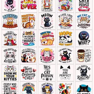 30+ Funny Cat Sayings PNG SVG Bundle | Humor Quotes for T-Shirts & Mugs