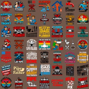 50+ VVS-clipart och roliga citatdesigner | 14x14" 300 dpi | Rörmokare SVG och PNG