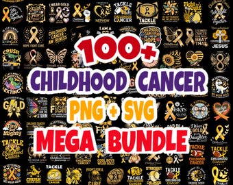 Kinderkrebs Bewusstsein PNG Bundle: 100+ Gelbes Band Designs