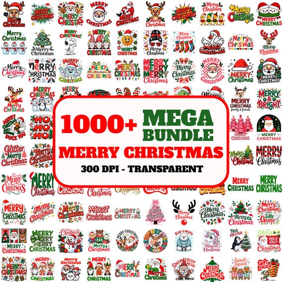 1000+ Christmas Design Bundle | Holiday Sublimation & Clipart Pack | 300 DPI Files